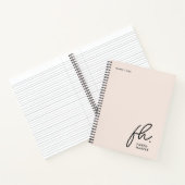 Carnet Monogramme Simple Script Blush Pink Personnalisé (Intérieur)