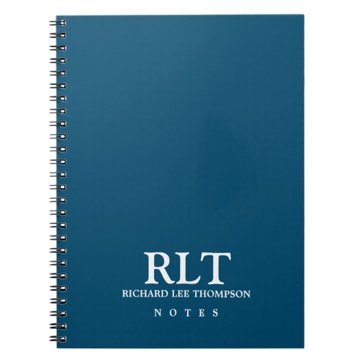 Carnet Monogramme simple sur bleu élégant (Devant)