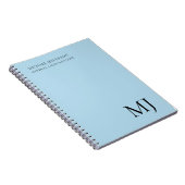 Carnet Monogramme simple tendance affaires bleu (Côté Droit)