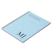 Carnet Monogramme simple tendance affaires bleu (Côté gauche)