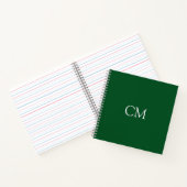 Carnet monogramme simple vert foncé (Intérieur)