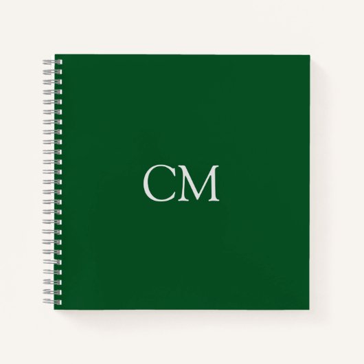 Carnet monogramme simple vert foncé (Devant)