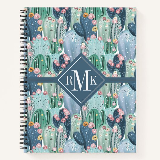 Carnet Monogramme | Soft Patel Cactus Motif (Devant)