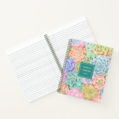 Carnet Monogramme Succulents Aquarelle colorée Pastel Big (Intérieur)