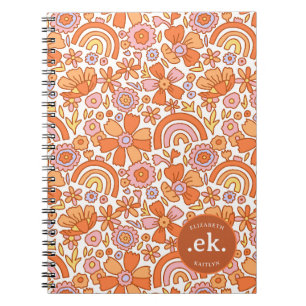 Carnet Monogramme super Retro Orange Florals