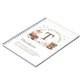 Carnet Monogramme sur mesure des animaux de bois (Côté gauche)