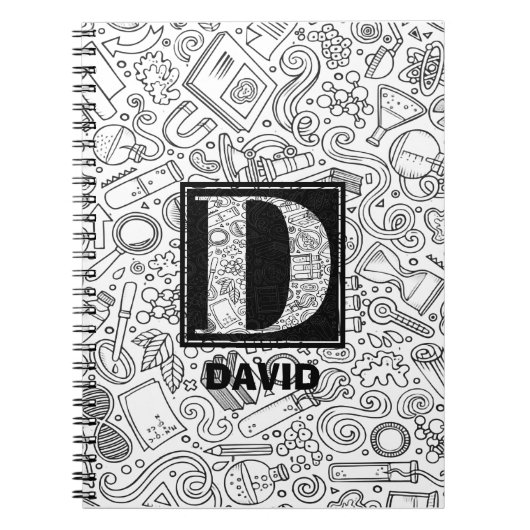 Carnet Monogramme sur mesure scientifique - Lettre D (Devant)