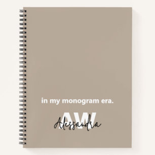 Carnet Monogramme Tan Minimaliste Blanc Typographie Noire