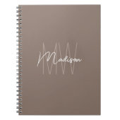 Carnet Monogramme Taupe Minimaliste Moderne (Devant)