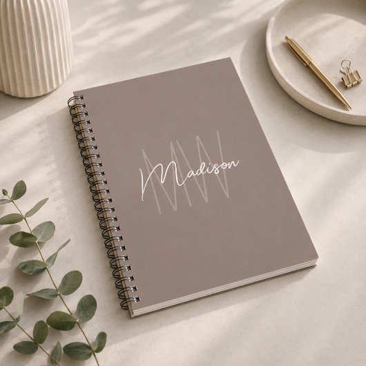 Carnet Monogramme Taupe Minimaliste Moderne