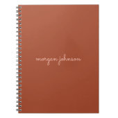 Carnet Monogramme tendance | Orange brûlé + Nom du script (Devant)