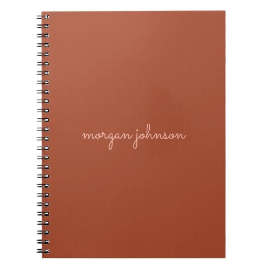 Carnet Monogramme tendance | Orange brûlé + Nom du script (Devant)