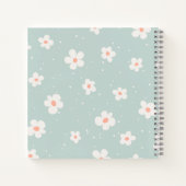 Carnet Monogramme tendance pastel motif floral bleu blanc (Dos)