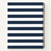 Carnet Monogramme Tendance Rayure Bleu Marine Nom de Fami (Dos)