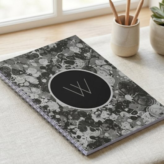 Carnet Monogramme Tourbillon de Marbre Noir et Blanc Mode