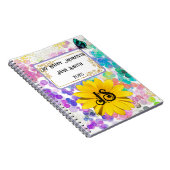 Carnet Monogramme Tournesol Abstrait Bokeh Coloré (Côté Droit)