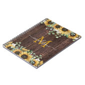 Carnet Monogramme tournesol jaune Brown bois Recette (Côté gauche)