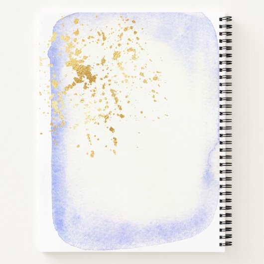 Carnet monogramme transparent bleu faux or feuille (Dos)