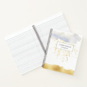 Carnet monogramme transparent bleu faux or feuille (Intérieur)