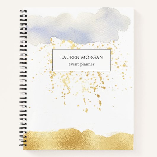 Carnet monogramme transparent bleu faux or feuille (Devant)