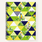 Carnet Monogramme Trendy Cockatoo Parrot Floral (Devant)