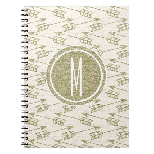 Carnet Monogramme tribal de parties scintillantes d'or (Devant)