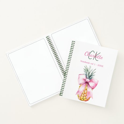 Carnet Monogramme tropical ananas arc rose (Intérieur)