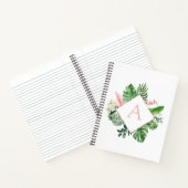 Carnet Monogramme Tropical Palms Vert Blanc Botanique (Intérieur)
