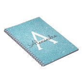 Carnet Monogramme turquoise Aqua Blue Parties scin (Côté Droit)