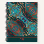 Carnet Monogramme turquoise et bronze (Devant)