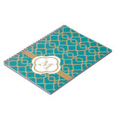 Carnet Monogramme Turquoise et Gold marocain (Côté gauche)