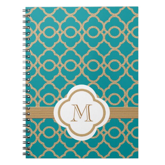 Carnet Monogramme Turquoise et Gold marocain (Devant)