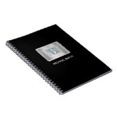 Carnet Monogramme turquoise et gris, Nom blanc, Argent, N (Côté Droit)