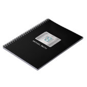 Carnet Monogramme turquoise et gris, Nom blanc, Argent, N (Côté gauche)