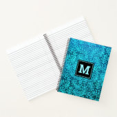 Carnet Monogramme turquoise feuillage moderne feuille mot (Intérieur)