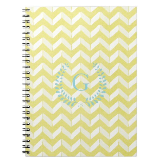 Carnet Monogramme turquoise jaune en pastel chic de (Devant)