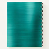 Carnet Monogramme Turquoise métallique simple brossé mode (Dos)