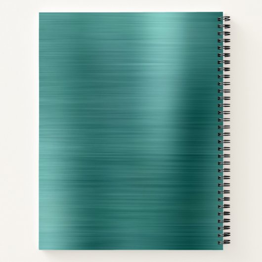 Carnet Monogramme Turquoise métallique simple brossé mode (Dos)