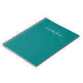 Carnet Monogramme Turquoise minimal moderne Ajouter le no (Côté gauche)