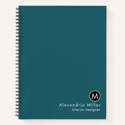Carnet Monogramme Turquoise moderne (Devant)