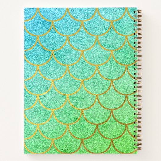 Carnet Monogramme Turquoise Motif de Parties scintillant  (Dos)