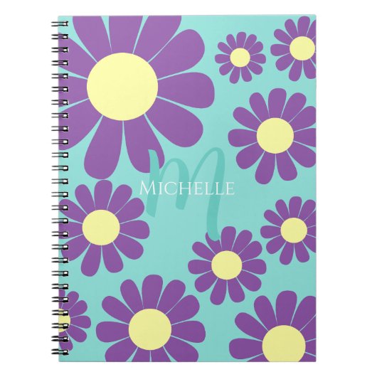 Carnet Monogramme Turquoise pourpre de marguerite (Devant)