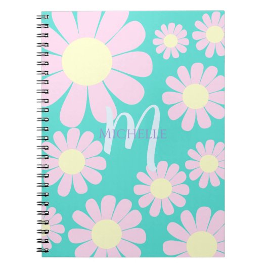 Carnet Monogramme Turquoise rose pâle (Devant)