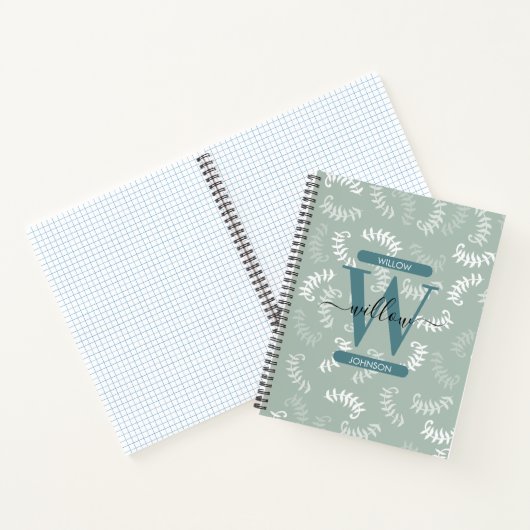 Carnet Monogramme turquoise vert Feuille (Intérieur)