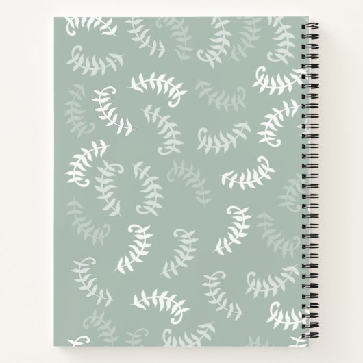 Carnet Monogramme turquoise vert Feuille (Dos)