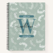 Carnet Monogramme turquoise vert Feuille (Devant)