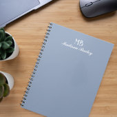 Carnet Monogramme Typographie décorative Dusty Blue