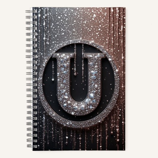 Carnet Monogramme U avec gouttes de paillettes (Recto)