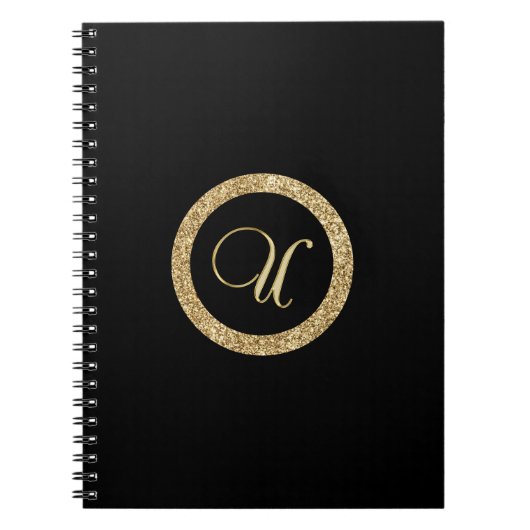 Carnet Monogramme U, or sur fond noir de minuit, (Devant)