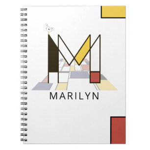 Carnet Monogramme unique de style néoplasticisme. Lettre